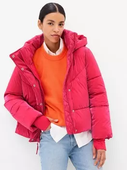 Стеганая укороченная куртка Gap, розовый