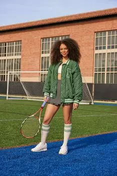 Стеганая университетская куртка Reebok Forever 21, зеленый