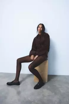 Стеганая вельветовая куртка ZARA, темно-коричневый