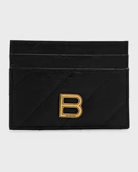 Стеганая визитница Crush Balenciaga, цвет 1000 Black