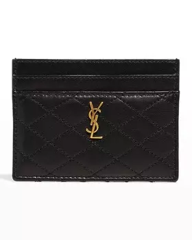 Стеганая визитница Gaby YSL из овечьей кожи Saint Laurent