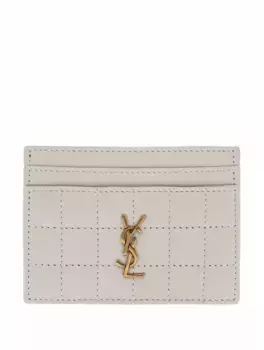 Стеганая визитница с логотипом Saint Laurent, белый