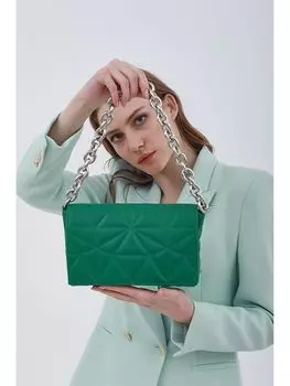 Стеганая зеленая женская сумка через плечо с цепочкой Madamra