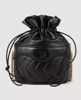 Стеганая женская кожаная сумка-ведро Le Bonbon Sandro, черный
