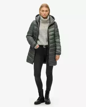 Стеганая женская куртка Fuji Mid с капюшоном Superdry, синий