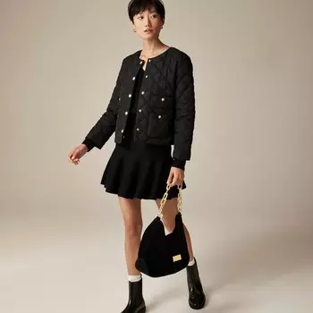 Стеганая женская куртка-пуховик J.Crew, черный