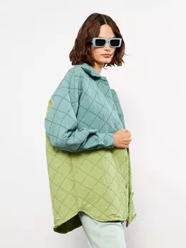 Стеганая женская куртка-рубашка с длинным рукавом LCW Casual