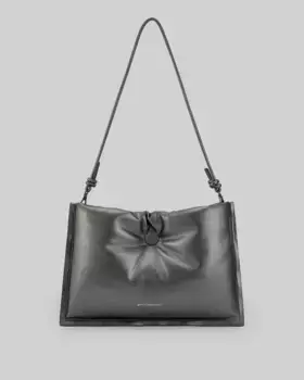 Стеганая женская сумка через плечо типа клатч серебристого цвета Adolfo Dominguez, серебряный