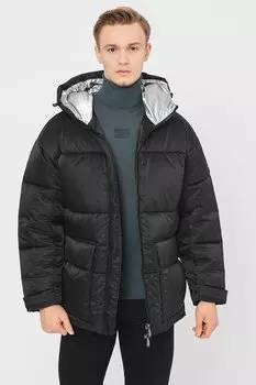 Стеганая зимняя куртка на вате и с капюшоном Armani Exchange, черный