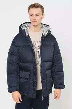 Стеганая зимняя куртка на вате и с капюшоном Armani Exchange, синий