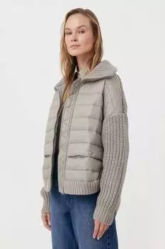 Стеганая зимняя куртка с трикотажными вставками Finn Flare, коричневый