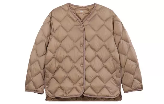 Стеганная куртка Uniqlo легкая, 34 коричневый