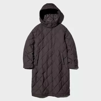 Стеганное пальто Uniqlo Pufftech, 39 темно-коричневый