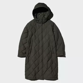 Стеганное пальто Uniqlo Pufftech, 56 оливковый