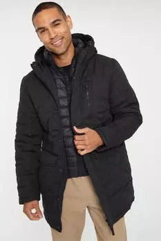 Стеганое двухслойное пальто с защитой от душа "Archibald" Threadbare, черный