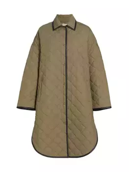 Стеганое хлопковое пальто-кокон Toteme, цвет marsh