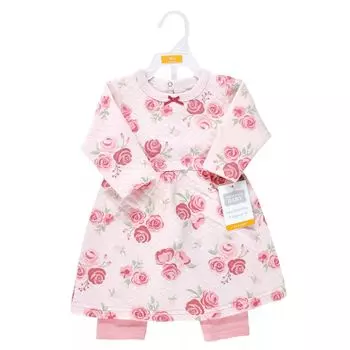 Стеганое хлопковое платье и леггинсы для маленьких девочек Hudson, цвет Blush Rose Hudson Baby