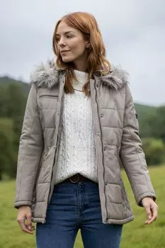 Стеганое кожаное пальто Fairfield с капюшоном Lakeland Leather, бежевый