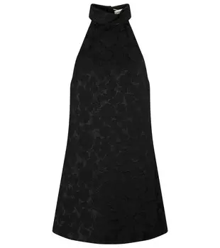 Стеганое мини-платье с цветочным принтом SAINT LAURENT, черный