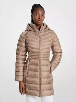 Стеганое нейлоновое пуховое пальто Michael Kors, серый