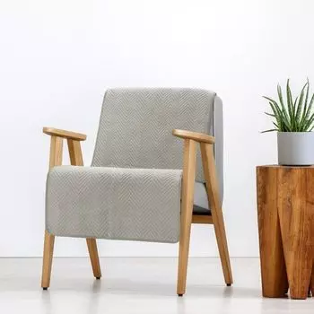 Стеганое одеяло из бархата. Покрывало бархатное на кровать SOFIA мягкое декоративное бежевое 70х160 см. Защита для кресла, покрывало для дивана бежевое Eurofirany