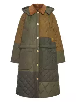 Стеганое однобортное пальто Cookston Barbour, зеленый