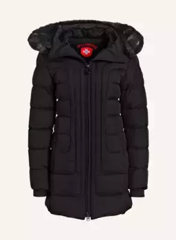 Стеганое пальто belvitesse с отделкой из искусственного меха Wellensteyn, черный