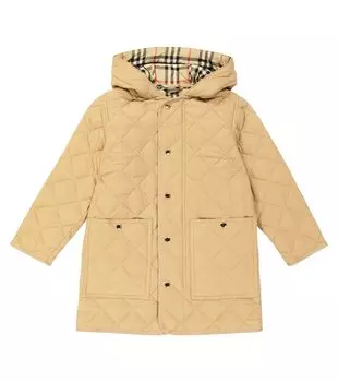 Стеганое пальто Burberry Kids, коричневый