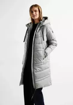 Стеганое пальто Cecil с капюшоном на кулиске, серый