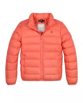 Стеганое пальто для девочки на молнии Tommy Hilfiger, коралловый