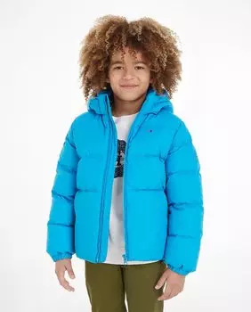 Стеганое пальто для мальчика с капюшоном Tommy Hilfiger, синий