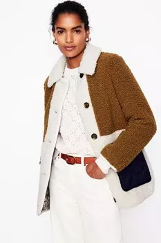 Стеганое пальто из борга Boden, коричневый