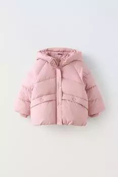 Стеганое пальто на кнопках ZARA, розовый