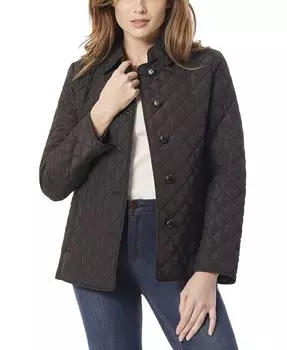 Стеганое пальто на пуговицах с длинными рукавами Petite Jones New York, черный