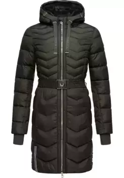 Стеганое пальто Navahoo "Цикламен", стильное зимнее пальто с шикарными деталями, антрацит