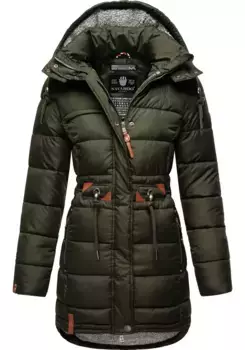 Стеганое пальто Navahoo "Daliee", стильная зимняя парка со съемным капюшоном, зеленый