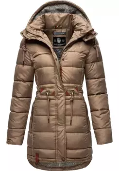 Стеганое пальто Navahoo "Daliee", стильная зимняя парка со съемным капюшоном, коричневый