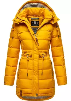 Стеганое пальто Navahoo "Daliee", стильная зимняя парка со съемным капюшоном, желтый