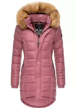 Стеганое пальто Navahoo "Папайя", высококачественное зимнее пальто с элегантным искусственным мехом, розовый