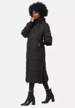 Стеганое пальто наваху "Чао Мяу XIV", длинное зимнее пальто с рукавами в рубчик Navahoo, черный