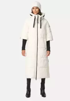 Стеганое пальто наваху "Чао Мяу XIV", длинное зимнее пальто с рукавами в рубчик Navahoo, белый