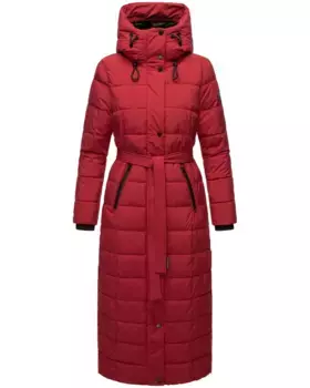 Стеганое пальто Наваху "Часть XIV", удлиненное зимнее пальто со съемным воротником из искусственного меха Navahoo, красный
