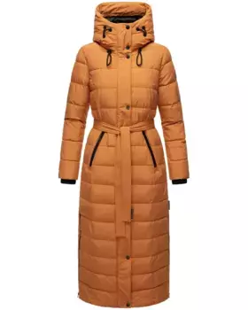 Стеганое пальто Наваху "Часть XIV", удлиненное зимнее пальто со съемным воротником из искусственного меха Navahoo, цвет Zimt