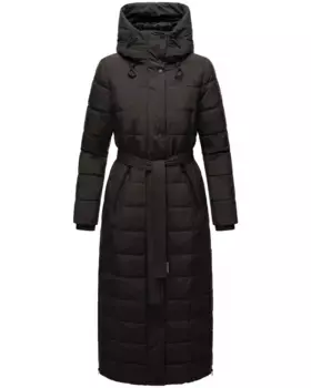Стеганое пальто Наваху "Часть XIV", удлиненное зимнее пальто со съемным воротником из искусственного меха Navahoo, черный