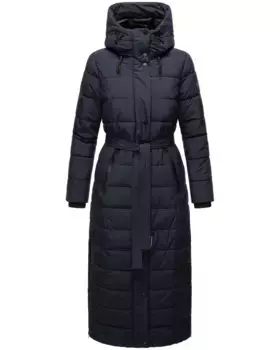 Стеганое пальто Наваху "Часть XIV", удлиненное зимнее пальто со съемным воротником из искусственного меха Navahoo, цвет морской волны