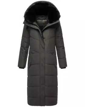 Стеганое пальто Наваху "Eyecatcher XIV", женское зимнее пальто со съемным воротником из искусственного меха Navahoo, антрацит