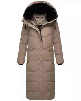 Стеганое пальто Наваху "Eyecatcher XIV", женское зимнее пальто со съемным воротником из искусственного меха Navahoo, коричневый