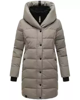 Стеганое пальто Наваху "Knutschilein", стильное женское пальто со съемным флисовым воротником Navahoo, серый