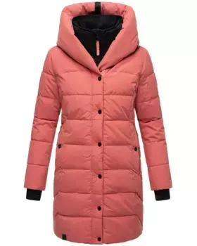 Стеганое пальто Наваху "Knutschilein", стильное женское пальто со съемным флисовым воротником Navahoo, розовый