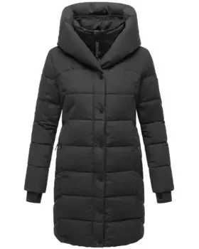 Стеганое пальто Наваху "Knutschilein", стильное женское пальто со съемным флисовым воротником Navahoo, черный